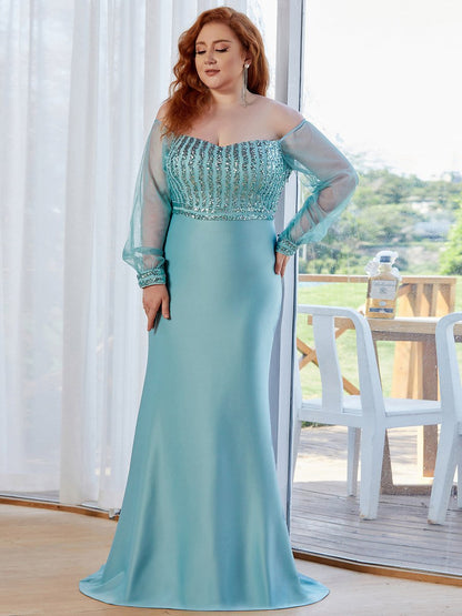 Plus Size Cool See-Through Sleeves Wholesale Dresses