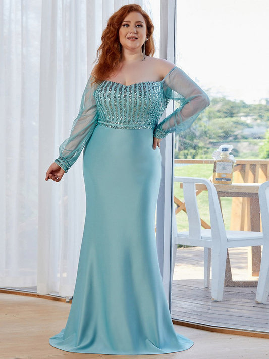 Plus Size Cool See-Through Sleeves Wholesale Dresses