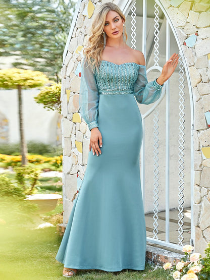 Cool Lantern Long See-Through Sleeves Wholesale Dresses