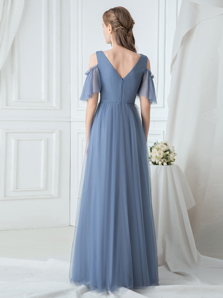 Cold Shoulder Maxi Long Applique Wholesale Bridesmaid Dress