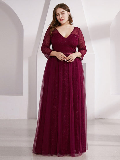 Women's V-Neck Lace Wholesale Wedding Guest Dresses With 3/4 Sleeve