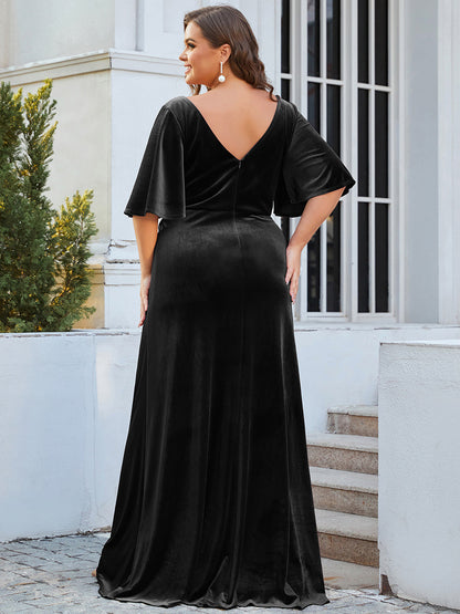 Vintage Plus Size Maxi Long Velvet Evening Dresses For Women