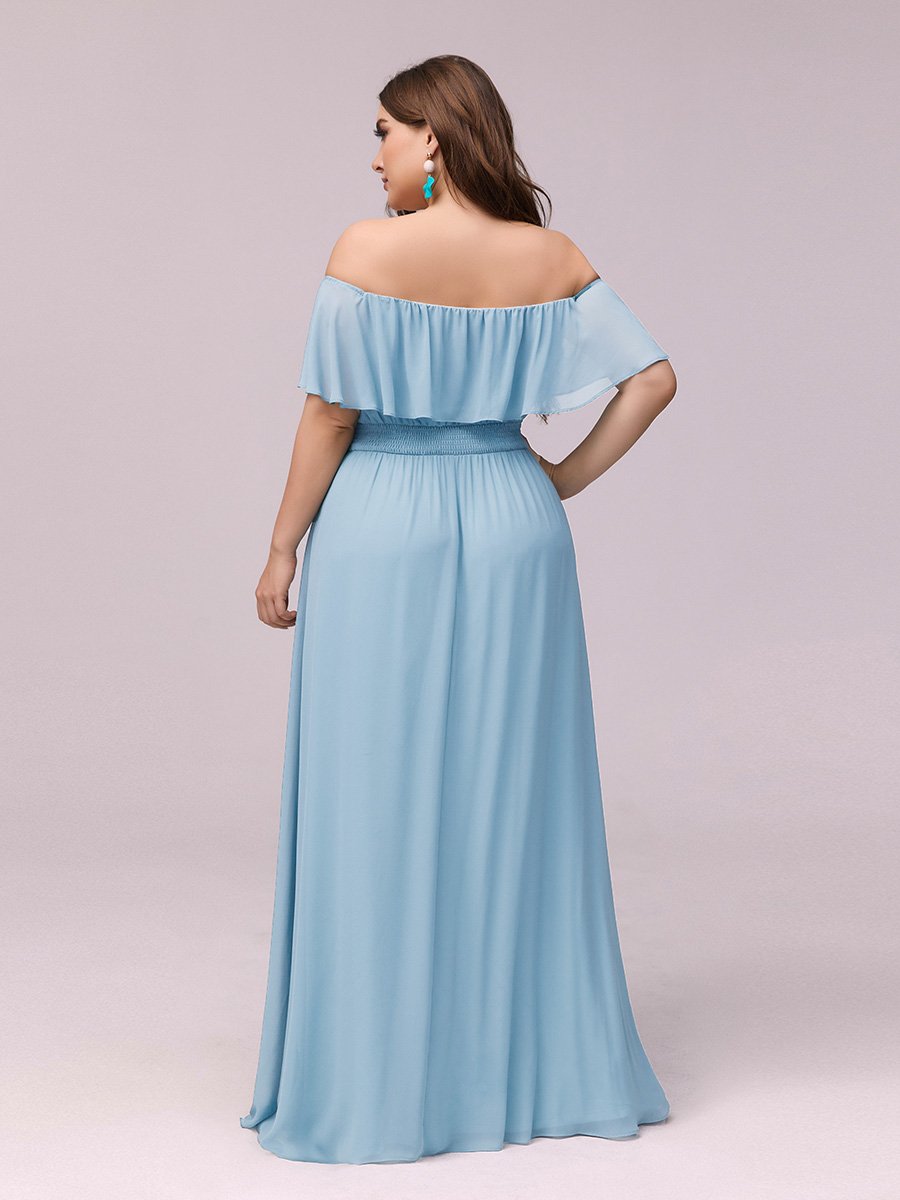 Women's Off Shoulder Ruffle Thigh Split Wholesale Bridesmaid Dresses