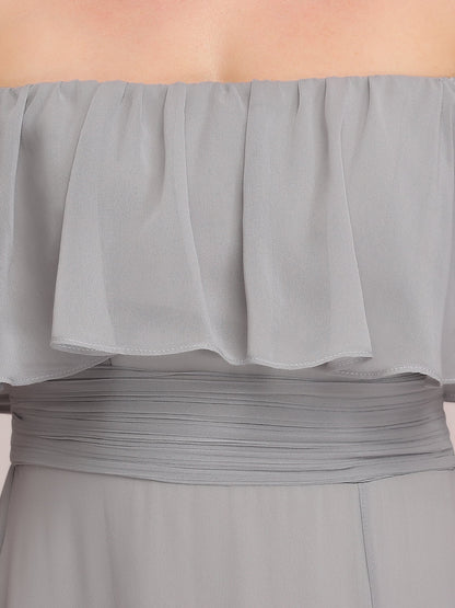 Off Shoulder Ruffle Thigh Split Wholesale Bridesmaid Dresses