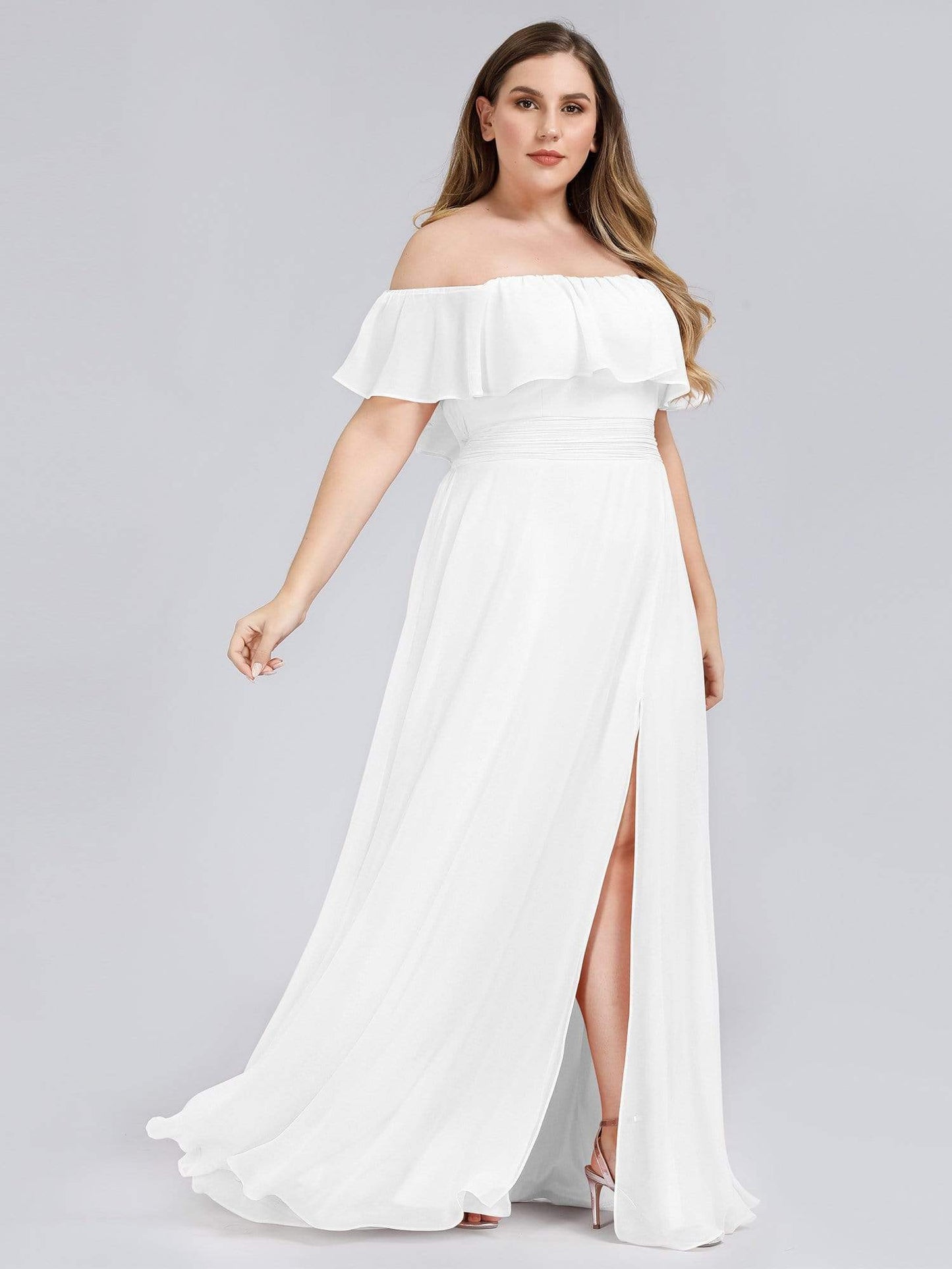 Women's Plus Size Ruffle Thigh Split Wholesale Bridesmaid Dresses
