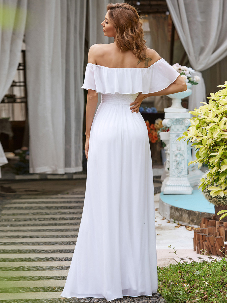 Off Shoulder Ruffles Thigh Split Wholesale Bridesmaid Dresses