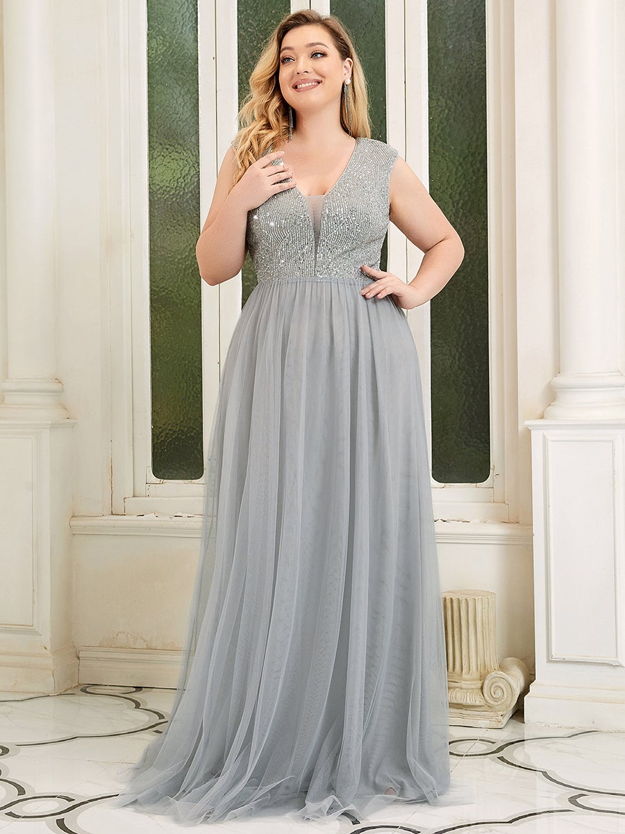 Plus Size Maxi Sequin Wholesale Prom Dresses With Cap Sleeve