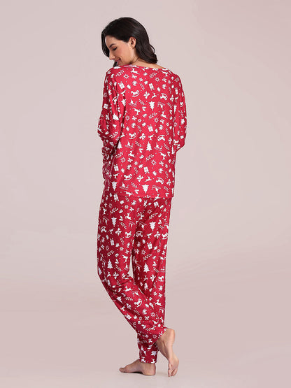Women's Comfy Long Sleeve & Pant Wholesale Printed Sleep Loungewear