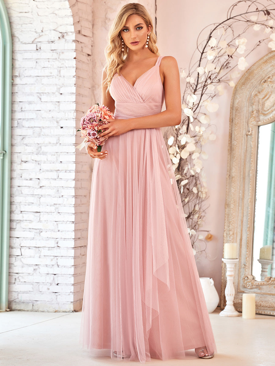 Adorable A Line Sleeveless Wholesale Tulle Bridesmaid Dresses With Belt