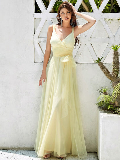 Floor Length Sleeveless Wholesale Maxi Bridesmaid Tulle Dresses