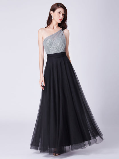 Maxi Long One Shoulder Tulle Wholesale Party Dresses for Women