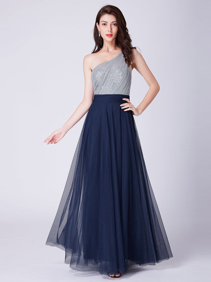 Maxi Long One Shoulder Tulle Wholesale Party Dresses for Women
