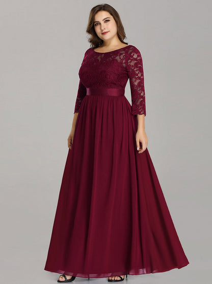 Plus Size Lace Wholesale Bridesmaid Dresses with Long Lace Sleeve