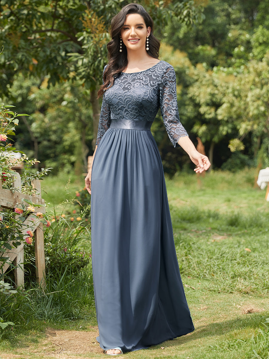 Elegant Empire  Wholesale Bridesmaid Dresses with Long Lace Sleeve