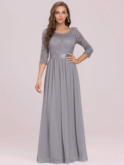 Plus Size Lace Wholesale Bridesmaid Dresses with Long Lace Sleeve