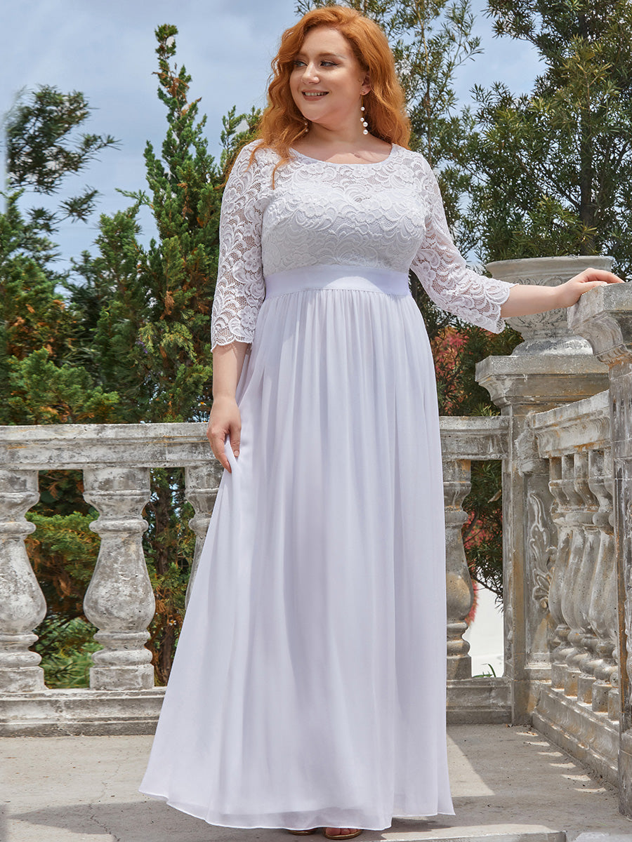 Plus Size Lace Wholesale Bridesmaid Dresses with Long Lace Sleeve