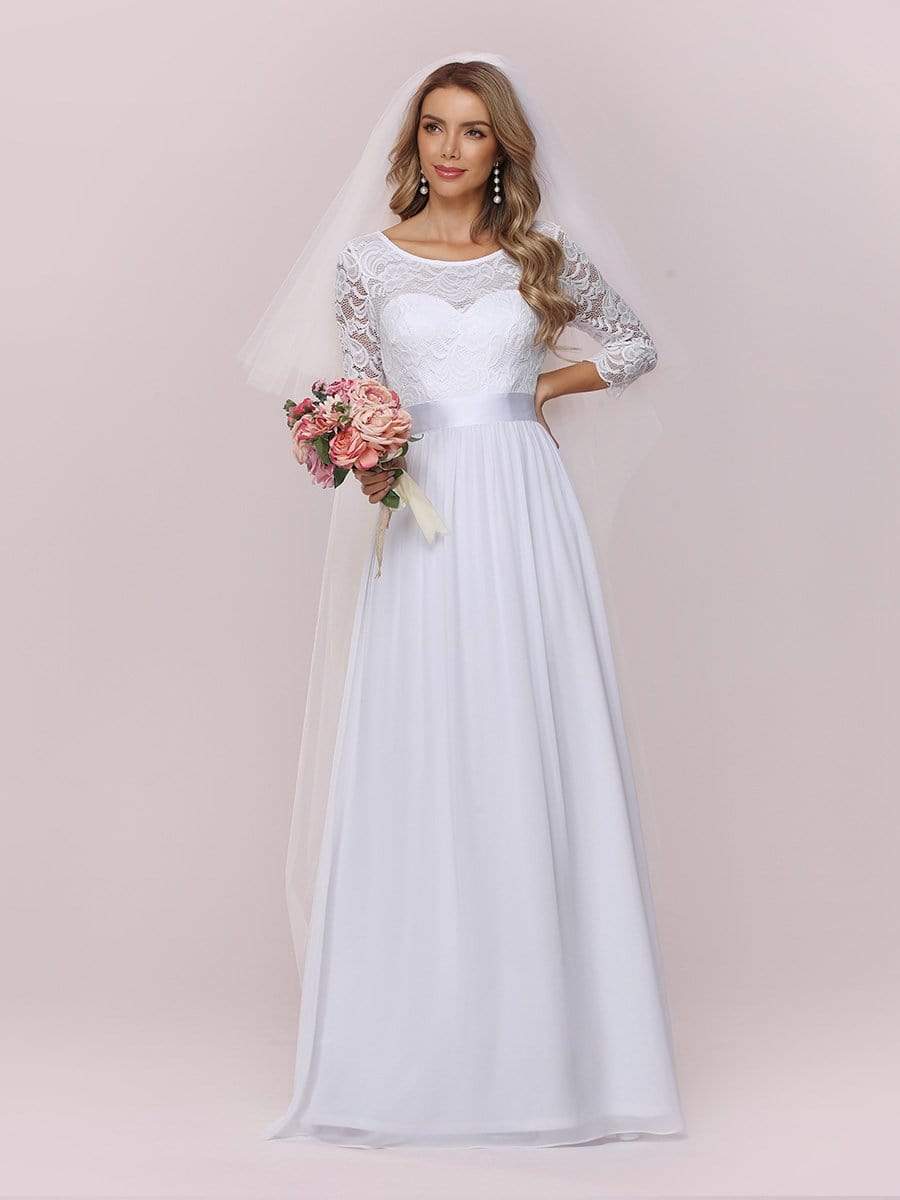 Simple Casual Lace & Chiffon Wholesale Wedding Dress for Eloping