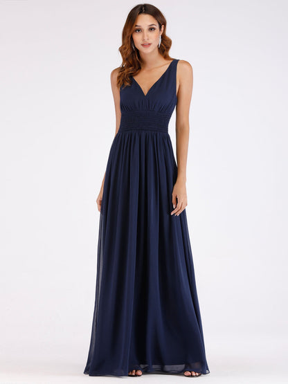 Sleeveless Maxi Dress with Elastic Waist and Lining