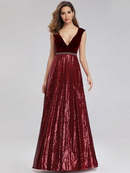 Shimmering Velvet and Sequin Evening Gown for Women