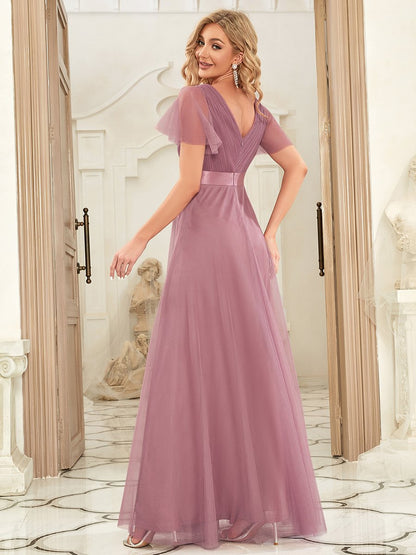 Women's Pretty V-Neck A-Line Floor-Length Wholesale Bridesmaid Dresses