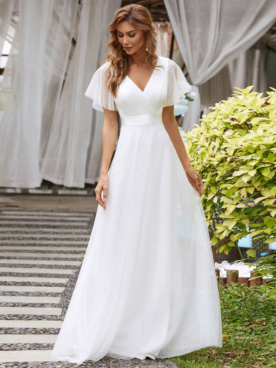 Women's V-Neck A-Line Floor-Length Wholesale Bridesmaid Dresses