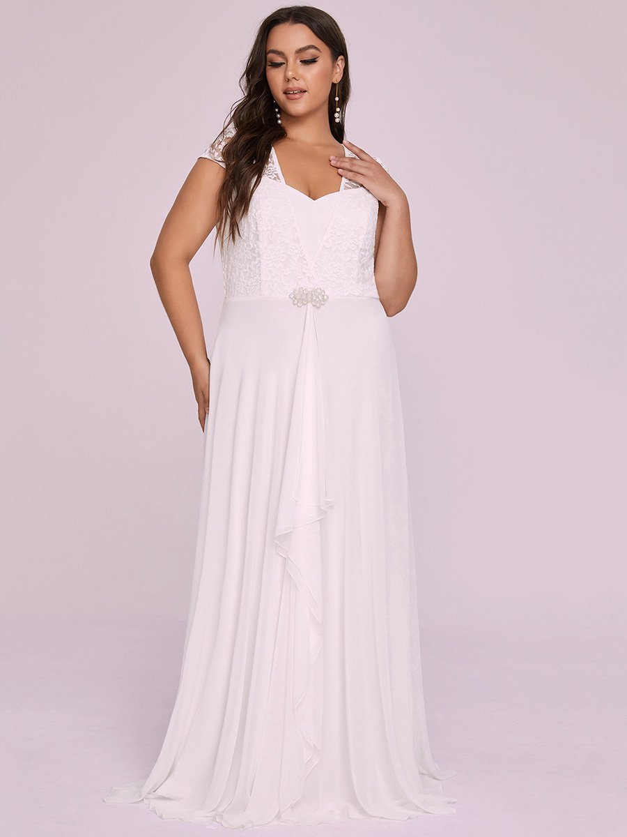 Sweetheart Chiffon Wholesale Bridemaid Dress With Lace Cap Sleeves