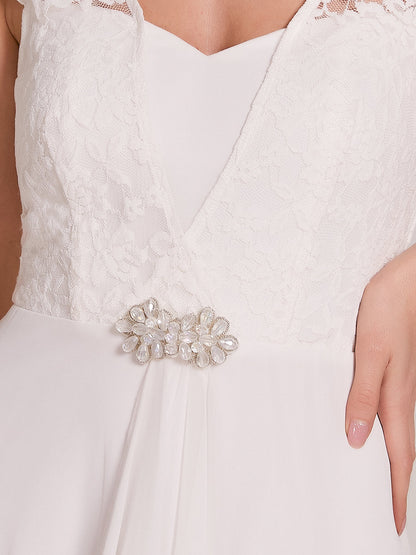 Sweetheart Elegant Wholesale Chiffon Bridemaid Dress With Lace Cap Sleeves FS