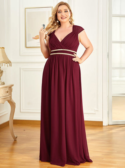 Plus Size Sleeveless Floor Length V Neck Wholesale Bridesmaid dresses