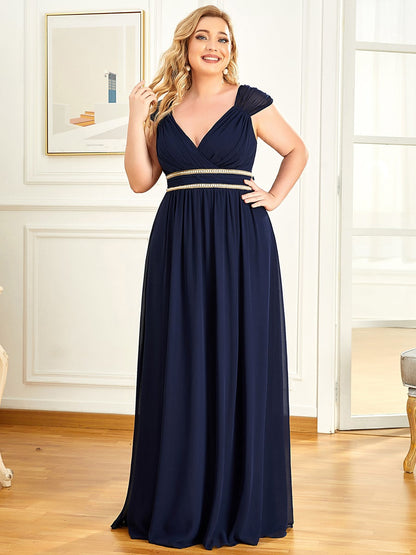 Plus Size Sleeveless Floor Length V Neck Wholesale Bridesmaid dresses