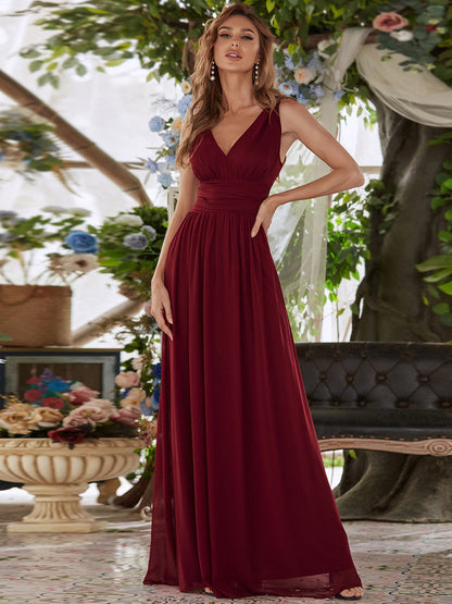 Double V-Neck Elegant Maxi Long Wholesale Evening Dresses