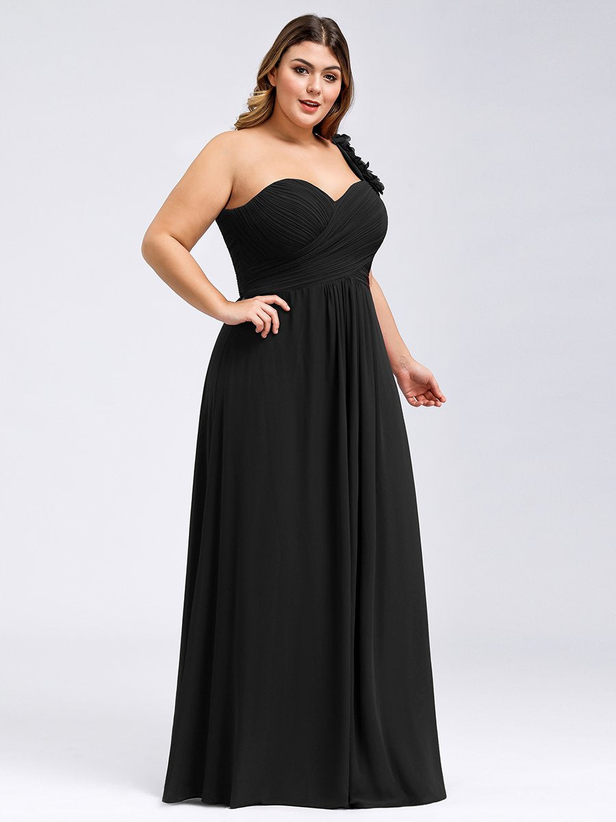 One Shoulder Plus Size Wholesale Chiffon Bridesmaid Dresses