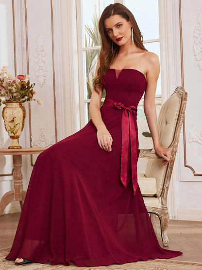Simple Off Shoulder Wholesale Maxi Bridesmaid Dress
