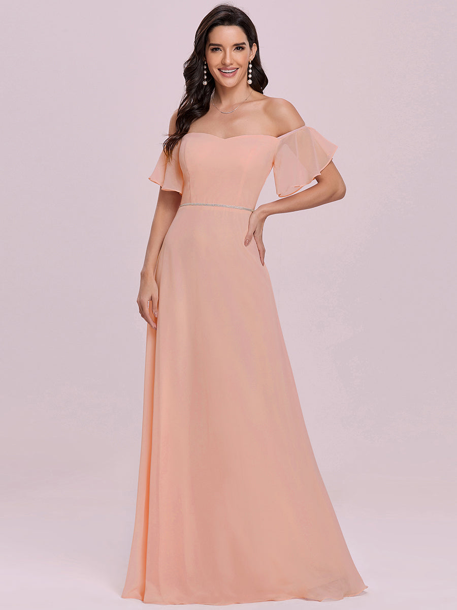 Plain Sweetheart Neckline Wholesale Long Chiffon Bridesmaid Dress