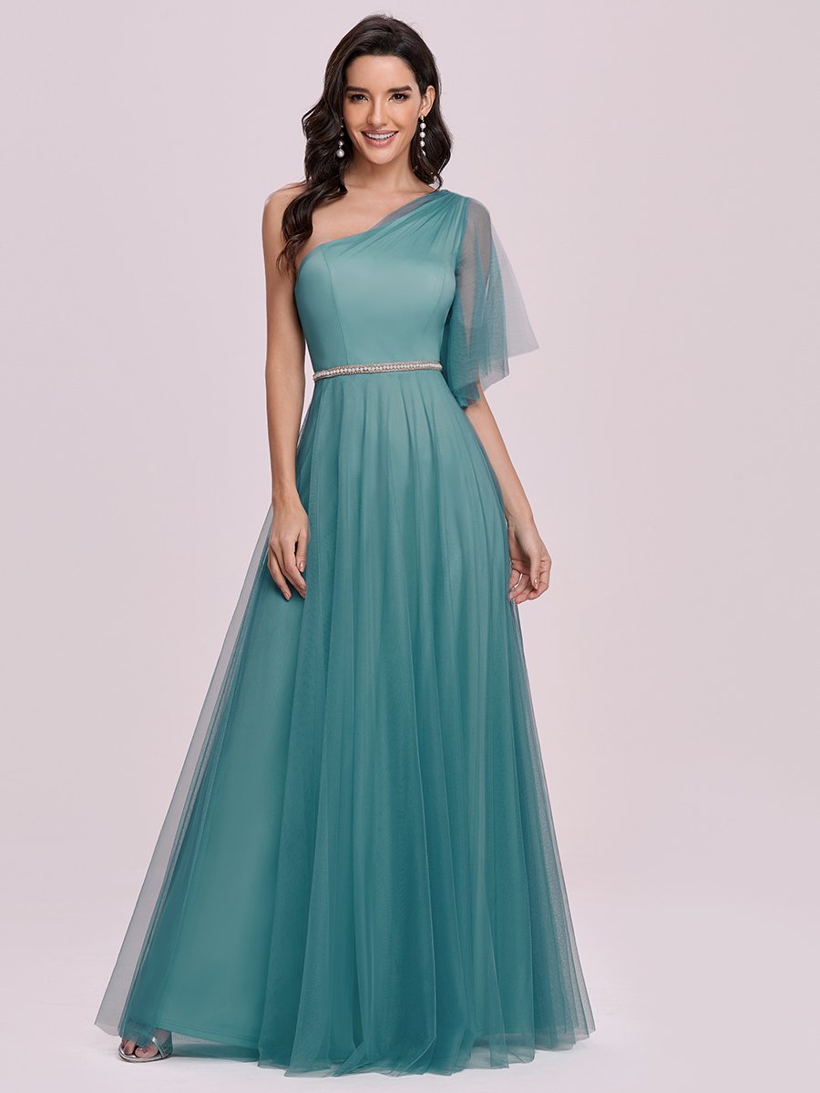 Wholesale Fashion Maxi One Shoulder Tulle Bridesmaid Dress