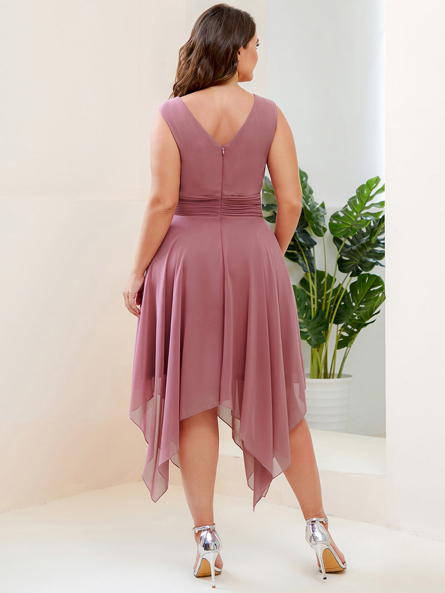 Plus Size Pretty Wholesale Knee Length Chiffon Bridesmaid Dress with Irregular Hem