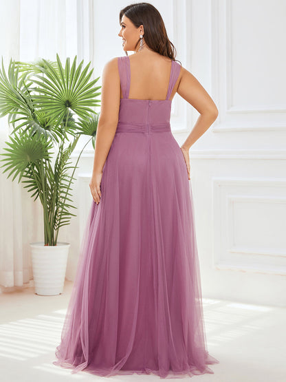 Elegant Fairy Princess Blush Tulle Plus Size Bridesmaid Gown