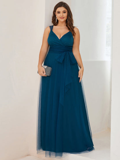 Elegant Fairy Princess Blush Tulle Plus Size Bridesmaid Gown