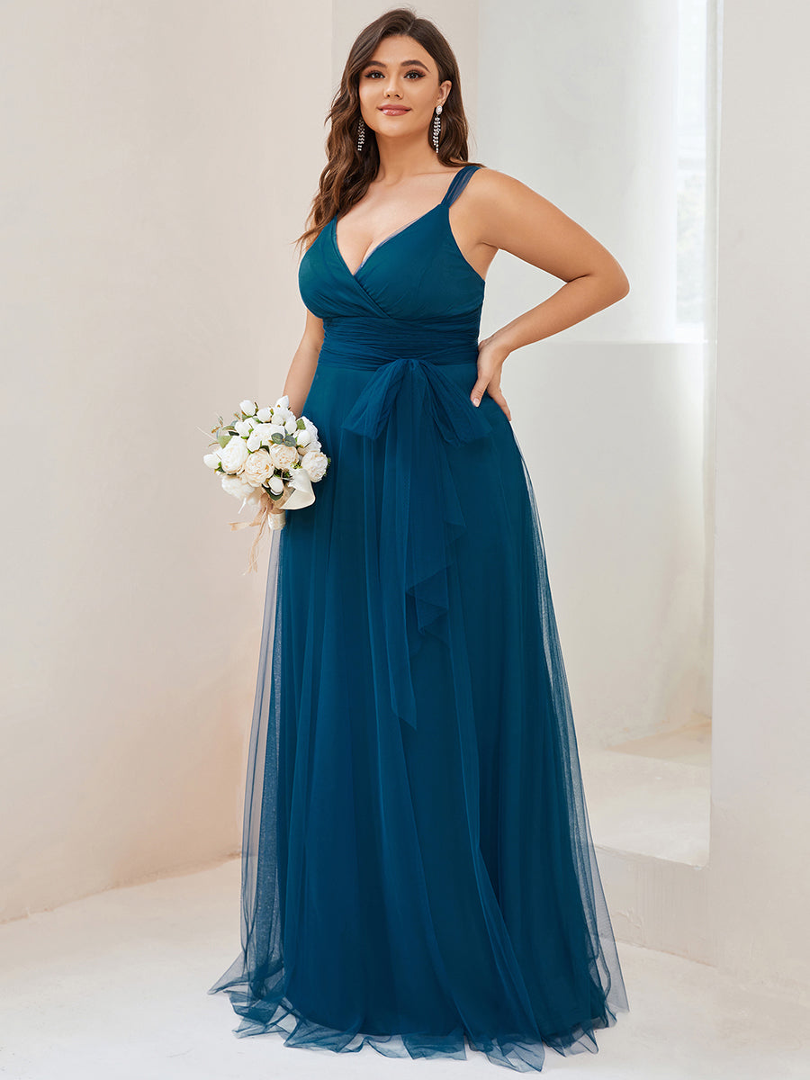 Elegant Fairy Princess Blush Tulle Plus Size Bridesmaid Gown