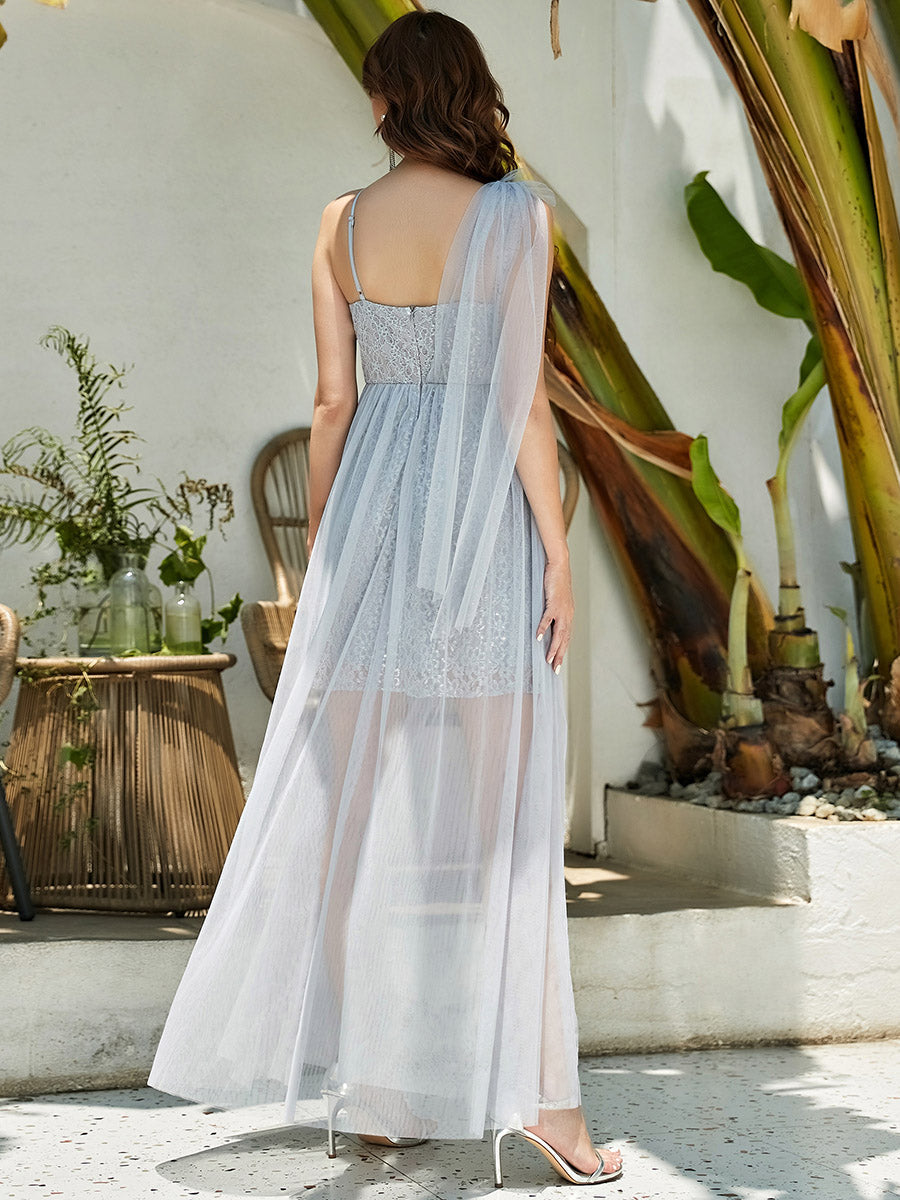 Deep V-neck Sleeveless Wholesale Bridesmaid Dress