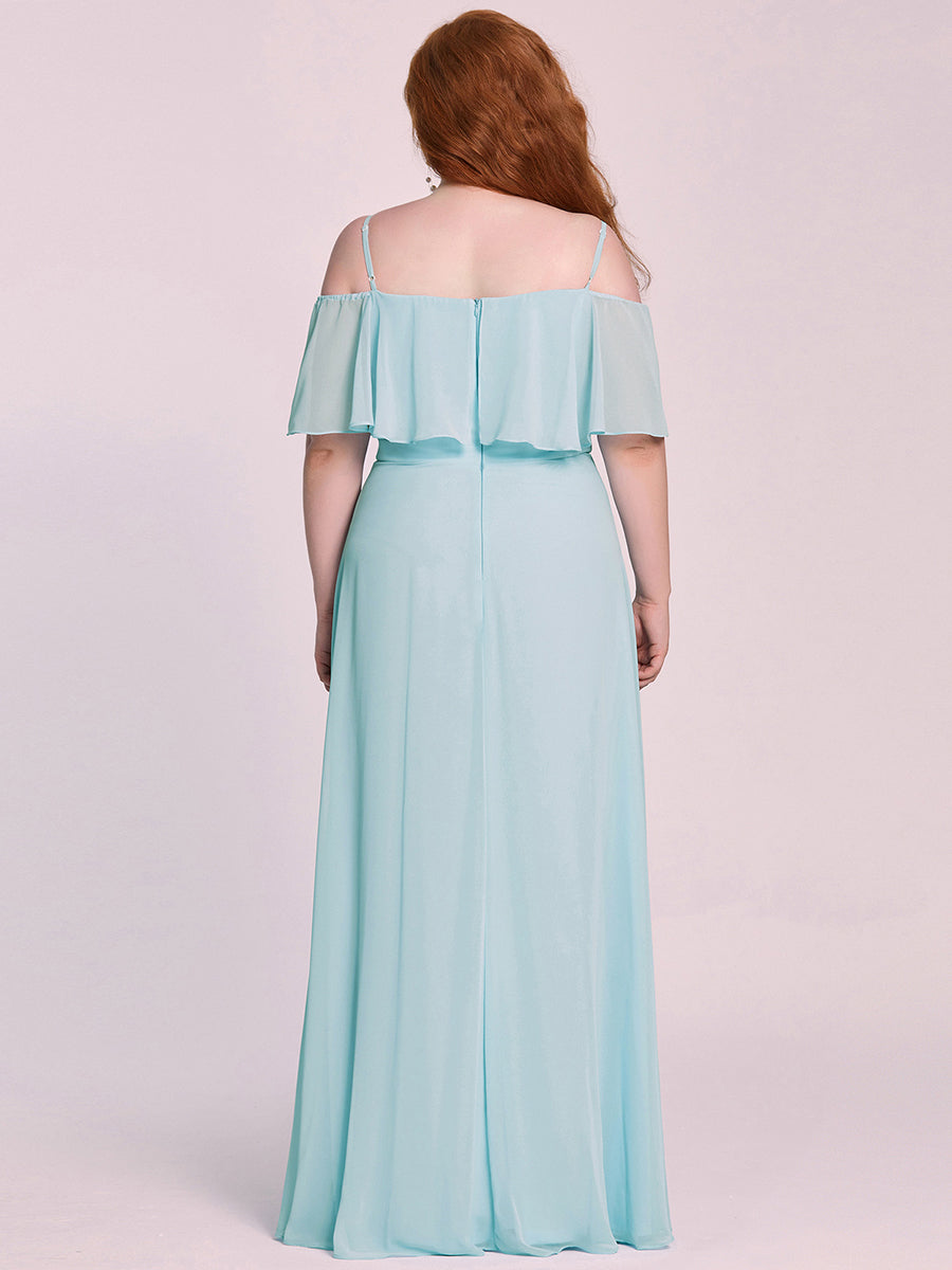 Plus Size Off Shoulder Wholesale Chiffon Split Bridesmiad Dresses