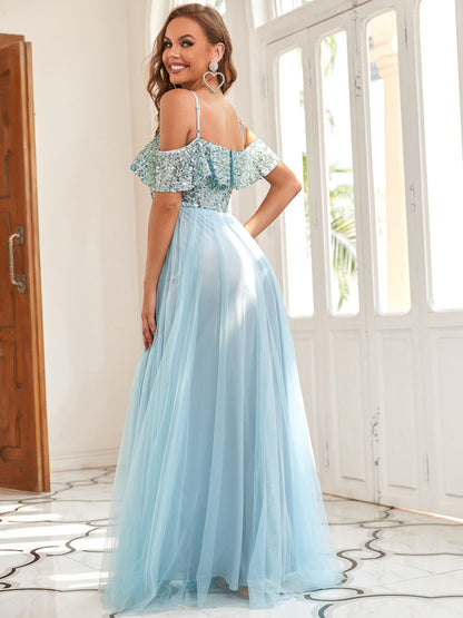 A-Line Ruffle Sleeves Floor Length Wholesale Bridesmaid Dresses
