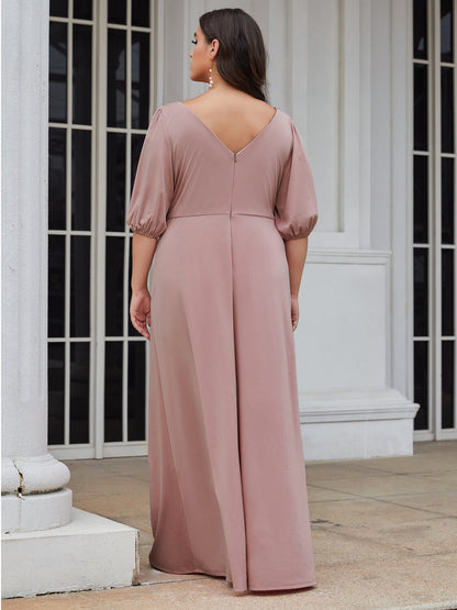 Enchanting A-Line V-Neck Lantern Sleeves Bridesmaid Gowns