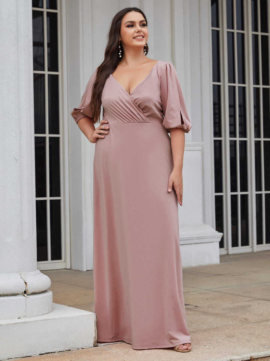 Enchanting A-Line V-Neck Lantern Sleeves Bridesmaid Gowns