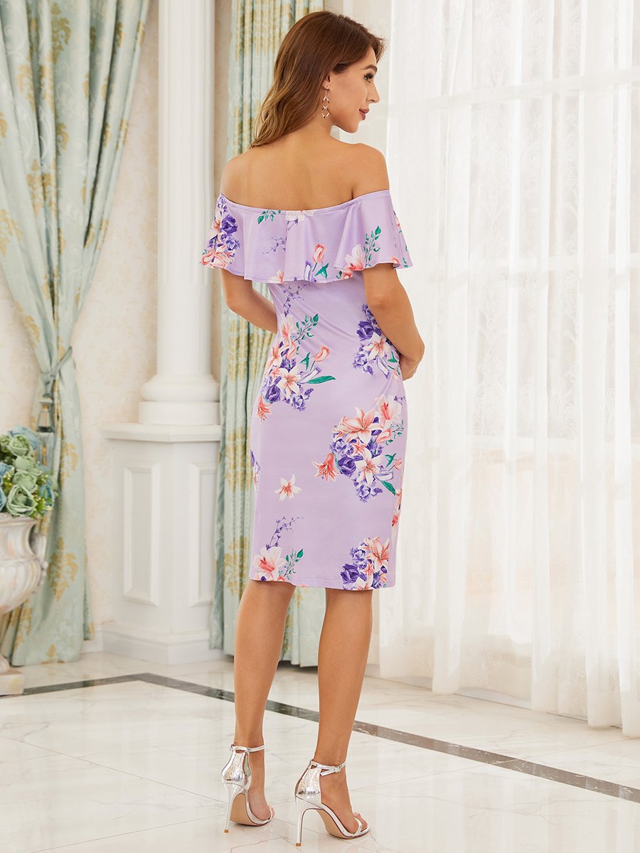 Cold-Shoulder Wholesale Dress with Floral Print for Pregnant Women