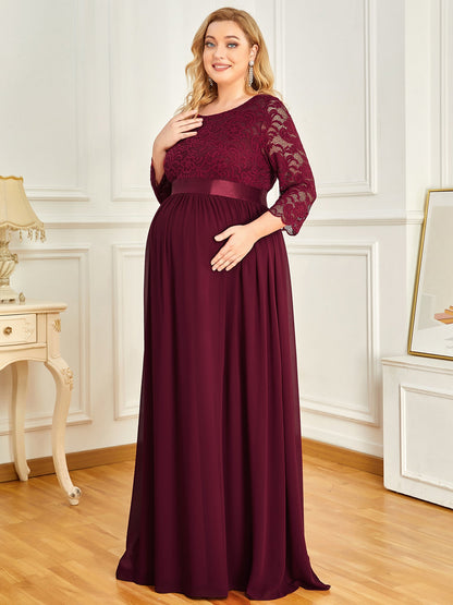 Round Neck Plus Size A-Line Floor-Length Wholesale Maternity Dresses