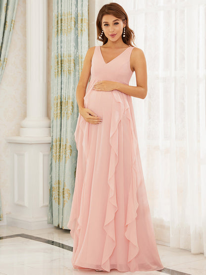 Adorable Deep V Neck Floor-Length Wholesale Maternity Dresses