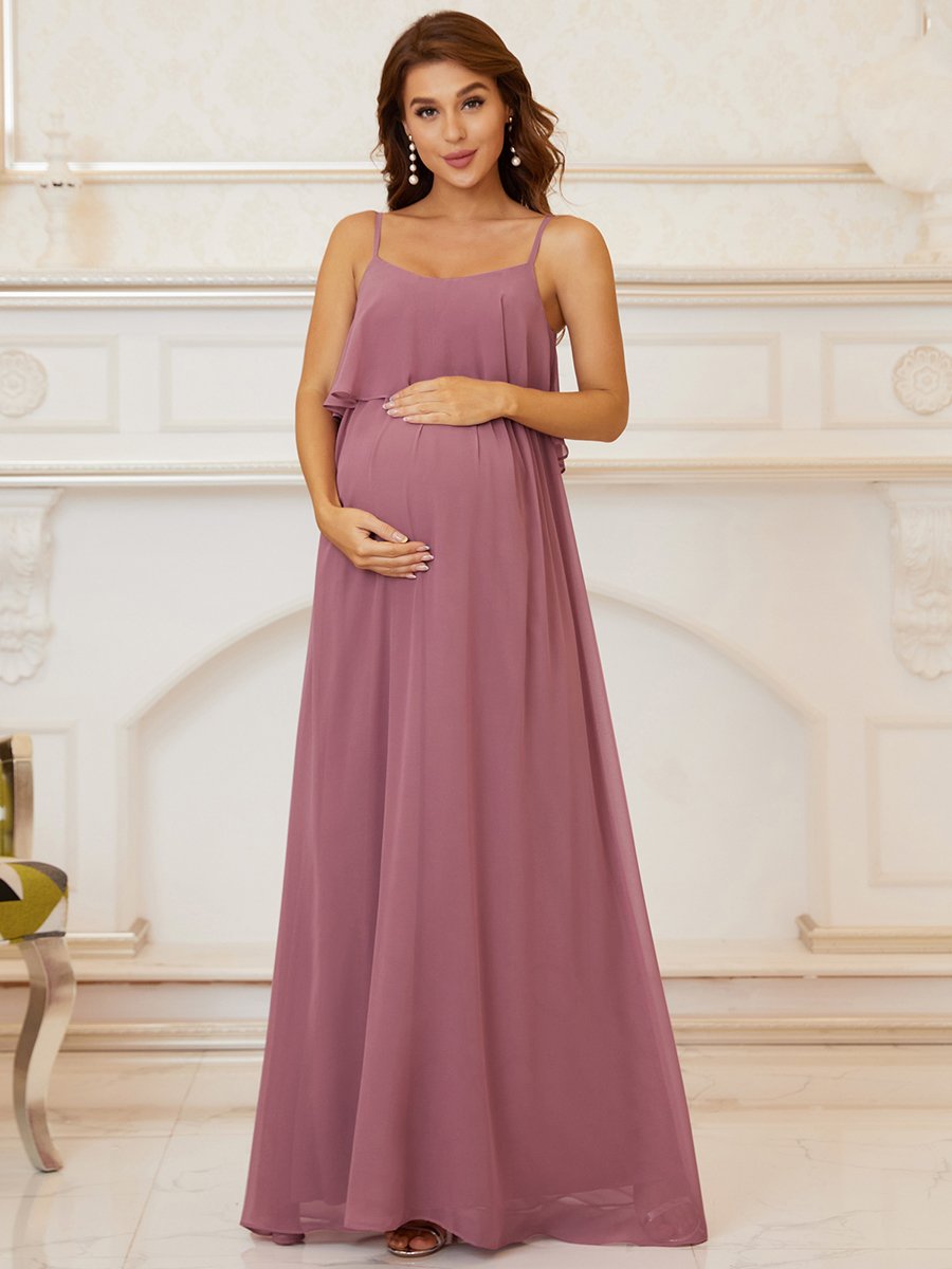 A Line Floor Length Swinging Collar Wholesale Maternity Dresses