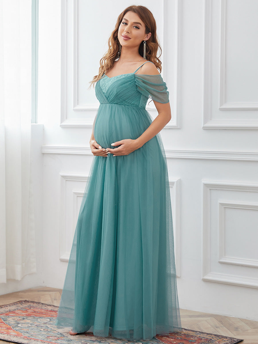 A Line Off Shoulders Floor Length Wholesale Maternity Dresses