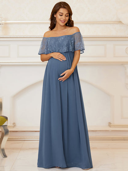 A Line Off Shoulder Floor Length Wholesale Maternity Dresses