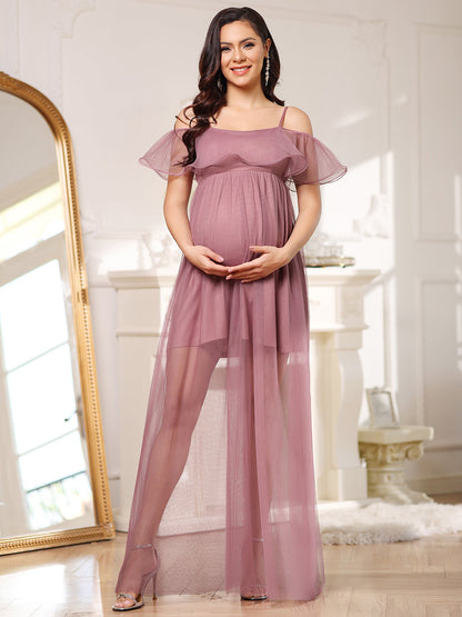 Off Shoulder A Line Floor Length Wholesale Maternity Dresses